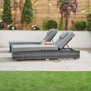 WS Outdoor Swimming Poolside Lounger Set of 2 (Black + Grey)