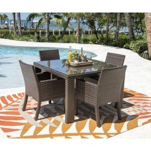Napolitano Outdoor Patio Dining Set 4 Chairs and 1 Table (Brown)
