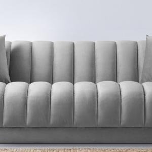 3 Seater Velvet Sofa In Grey Color