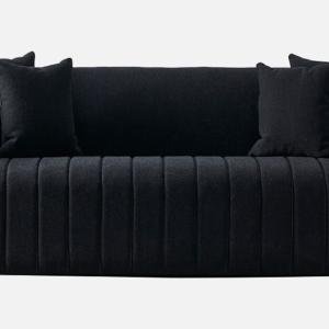 3 Seater Fabric Sofa In Black Color