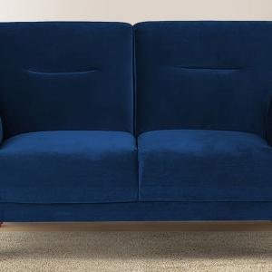 2 Seater Velvet Sofa In Navy Blue Color