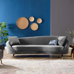 Home Lifestylez Corpen 3 Seater Velvet Sofa In Grey Color