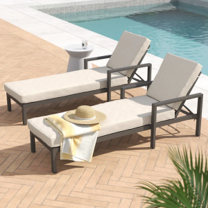 WS Outdoor Swimming Poolside Lounger Set of 2 (Brown)