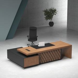 Director CEO for Office Table with Two shelves Lockable Storage,Fabric Pad Wire Manager - BLACK