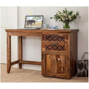 Office Computer Desk Stylish Design Made in Solid Wood and Hand Crafting Splice Board Design & Teak finish