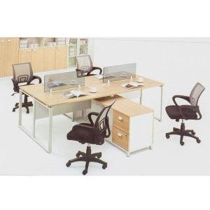 Linear Workstation Table with Acrylic based, Drawer Pedestal & Metal Leg